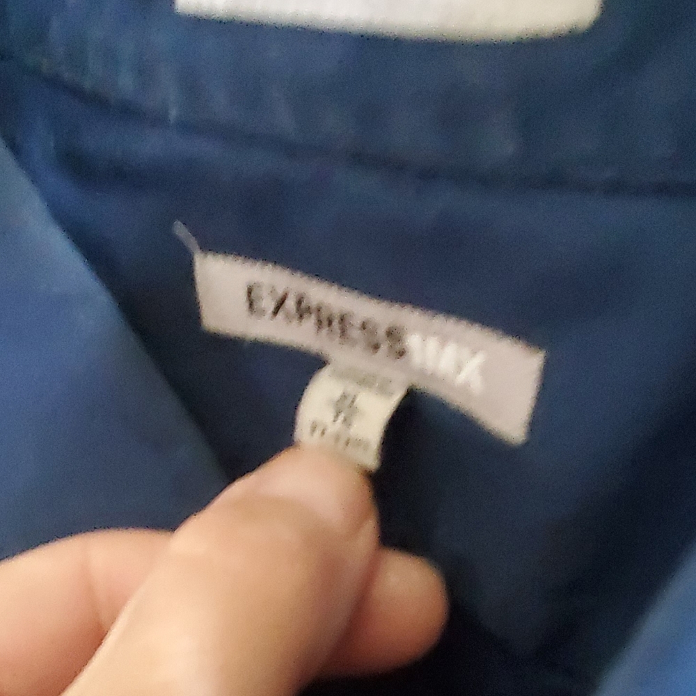 Express 1MX FITTED Royal Blue button down Shirt - Picture 3 of 6